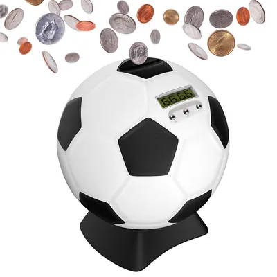 Produktbild von Fußball Sparschwein mit digitalem Münzzähler – Automatischer Counter für Kinder | Coole Idee für Fußballfans | Nur Euro-Münzen
