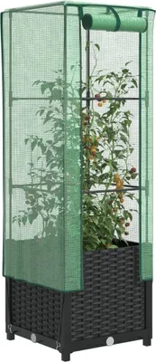 Produktbild von Maison Exclusive - Hochbeet mit Gewächshaus-Aufsatz Rattan-Optik 40x40x139 cm