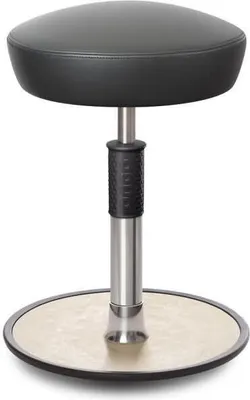 Produktbild von Sitz- Stehhocker Free Regular Hutsitz Boxmark Leder Grau chrom /cremeweiß.