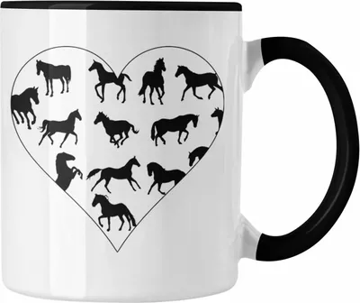 Produktbild von Trendation - Lustige Reiter Sprüche Geschenk Tasse Reiterin Pferde Mädchen Geschenkidee Pferde Grafik Herz (Schwarz)