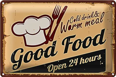 Produktbild von Blechschild Retro 30x20cm Cold drinks and warm meal