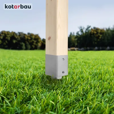 Obrázek produktu pro KOTARBAU® Zarážecí objímka 750 mm, objímka pro zapuštění sloupků plotu 121 x 121 mm, zarážecí objímka do země, ocel, žárově pozinkovaná, stříbrná
