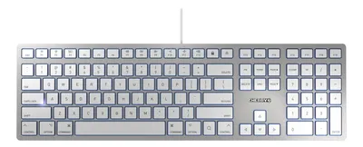 Produktbild von CHERRY KC 6000 SLIM FOR MAC, Volle Größe (100%), Kabelgebunden, USB, QWERTY, Silber