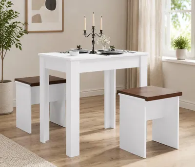Produktbild von VCM Holz Essgruppe Bank Küchentisch Esstisch Set Tischgruppe Tisch Bänke Esal L
