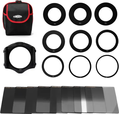 Obrázok produktu pre Sada štvorcových filtrov s neutrálnou hustotou ND2+4+8+16 s prstencovým adaptérom a držiakom filtrov – príslušenstvo pre fotografovanie
