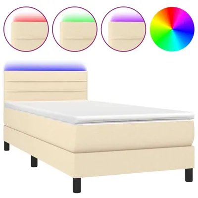Produktbild von Boxspringbett mit Matratze & LED Creme 100x200 cm Stoff
