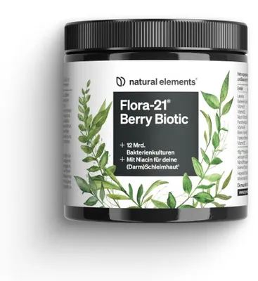 Produktbild von Flora-21® Berry Biotic - 240 g Pulver_für 30 Tage / Erdbeer
