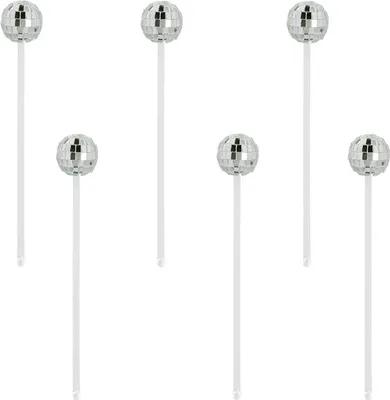 Immagine prodotto di Set di bastoncini da cocktail "Discokugel" | 6 pezzi - Argento - 20 cm