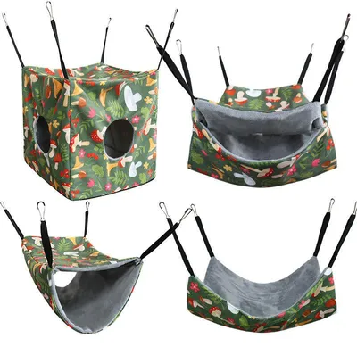 Produktbild von Hamster-Hängemattenhaus-Set mit 4 waschbaren Rattenkäfig-Accessoires, Meerschweinchen-Versteckbett, weiches Hängenest für Frettchen, Schaukel, Haustierhaus, Einstreu für Kleintiere