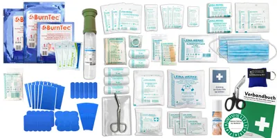 Produktbild von Erste Hilfe SET "Gastro" aktuelle DIN 13157 Plus 3 inkl. Augenspülung + Brandwundengele + detektierbare Pflaster + Sprühpflaster + BEATMUNGSHILFE