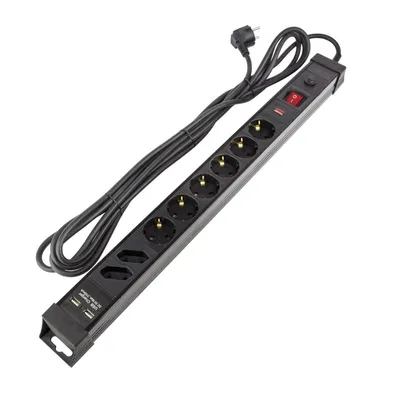 Produktbild von Steckerleiste mit 6 Steckdosen und Schalter Ledkia