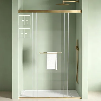 Produktbild von Mai & Mai Duschtür Nischentür dusche mit Doppelschiebetür 140x195cm Gold