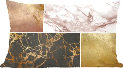 Produktbild von MuchoWow® Zierkissen Sofakissen Wohnzimmer Dekokissen 60x40 cm Marmor - Rosa - Gold - Kopfkissen - Polster mit Foto
