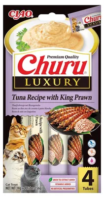 Produktbild von Churu Katzensnack Luxury Thunfisch & Riesengarnelen 4 x 14 g