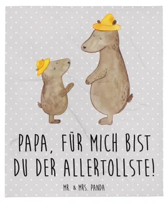 Produktbild von Mr. & Mrs. Panda Kuscheldecke Bären mit Hut - Grau Pastell - Geschenk, Family, Bettdecke, Vatertag, Plaid, Decke, Tagesdecke, Kinder, Bettüberwurf, Familie, Muttertag