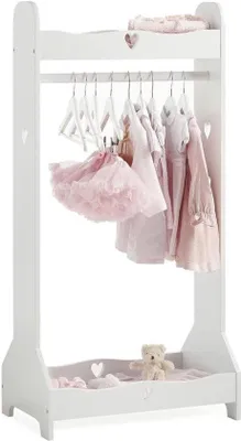 Productafbeelding van Famanu kinderkledingrek - Ruimtebesparend mini houten kledingrek voor kinderen - Wit