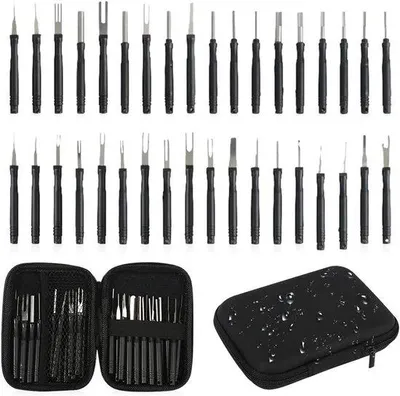 Produktbild von 36-teil Terminal-Entferner-Set für Autokabelstecker - Demontagewerkzeug mit Schutzcover für die meisten Klemmen- und Terminal-Anschlüsse