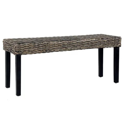 Produktbild von Sitzbank 110 cm Schwarz Natur Kubu-Rattan und Massivholz Mahagoni