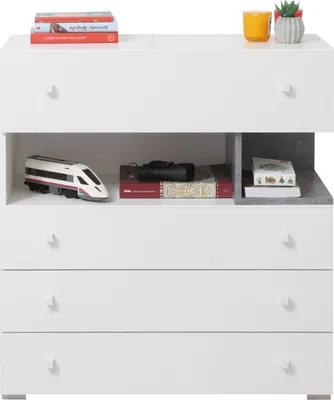 Produktbild von Jugendzimmer - Kommode Lede 11, Farbe: Grau / Weiß - Abmessungen: 90 x 85 x 40 cm (H x B x T)