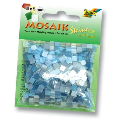 Immagine prodotto di Pietre di mosaico Folia, 5x5 mm, 700 pezzi, resina sintetica, miscela tono su tono, blu