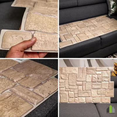 Produktbild von 3D-Wandpaneele PVC | Steinoptik | Beige Muschelstein - 20 Platten - 10 m² | Für Wohnzimmer, Küche & Bad | Einfache DIY-Montage