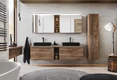 Image de Plan vasque VANTA chêne foncé 140 cm – Tablette de salle de bain