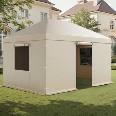 Produktbild von Winter Pavillonabdeckung 3,1x4,41 m - Allwetter-Pavillon Abdeckung mit Seitenwänden und Netzfenstern - PE-Material - Geschlossene Lagerschutzabdeckungen - Pavillons nicht im Lieferumfang