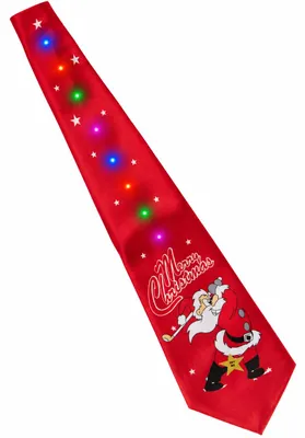 Productafbeelding van Benza - Kerststropdas met Muziek en 8 Gekleurde LED Lampjes - Rood Kerstmanmotief - 150 x 8 cm, AI-gegenereerde afbeelding