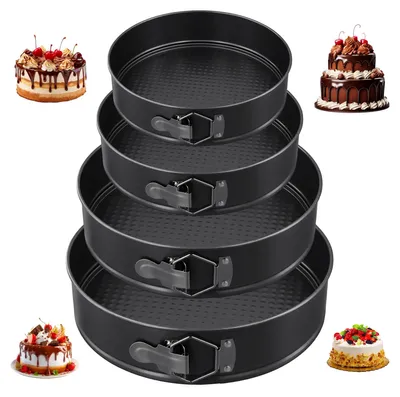 Obrázek produktu pro Omgoods – Sada 4 forem na koláče – Kulaté nepřilnavé formy, průměr 20–28 cm