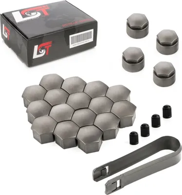 Produktbild von 20x Radschrauben Kappen Set 17 mm matt grau Diebstahlhemmend für VW SEAT SKODA