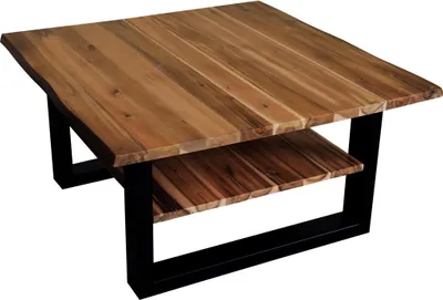 Produktbild von Couchtisch Baumkante 90 x 90 cm Akazie honigfarben schwarz PATRICK