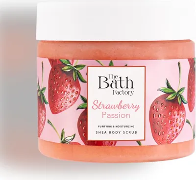 Image de The Bath Factory Strawberry Passion Body Scrub - soin fruité pour une peau douce