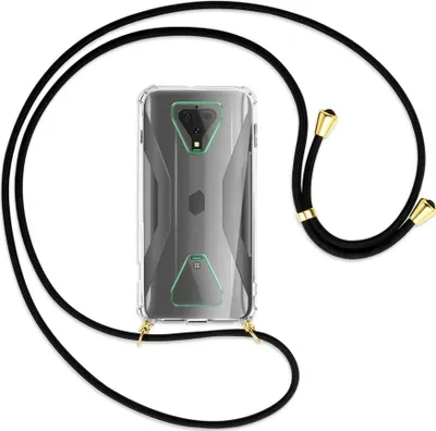 Produktbild von Handykette Backcover-Schutzhülle mit Band (Metall goldfarben) für Xiaomi Black Shark 3 - schwarz