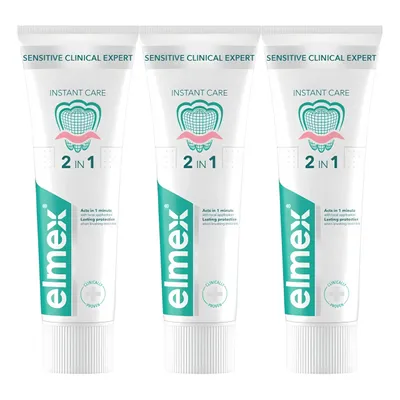 Produktbild von Elmex | Sensitive Plus Clinical Expert Instant Care – Zahnpasta – 75 ml – 3 Stück – Für empfindliche Zähne – Schutz & Pflege mit PRO-ARGIN-Technologie