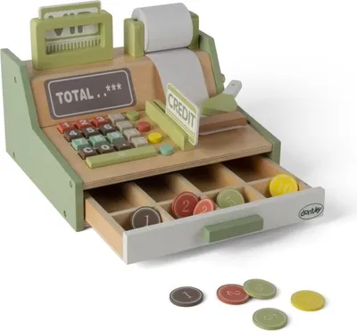 Produktbild von Dantoy Holzspielzeug Kasse 17-teiliges Set für Kinder Rollenspiel