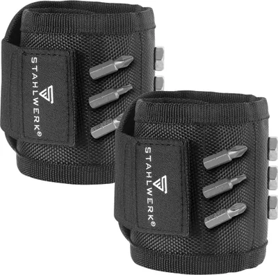 Produktbild von STAHLWERK 2 x Magnet-Armband für Heim-Handwerker mit Klettverschluss
