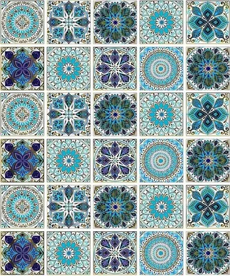 Produktbild von Famanu Fliesenaufkleber selbstklebend - 30 Stück - Blau - Mosaik