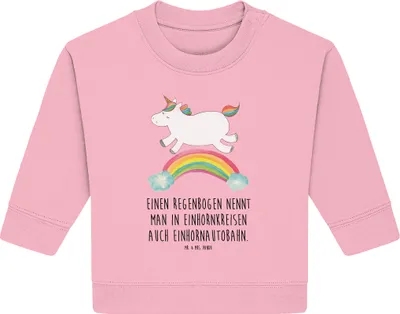 Produktbild von Mr. & Mrs. Panda Organic Baby Pullover Einhorn Regenbogen 6. - 12. Monat - Baumwolle Pink - Geschenk, Unicorn, Einhornpower, Bullover, Glitzer, Erwachsenwerden