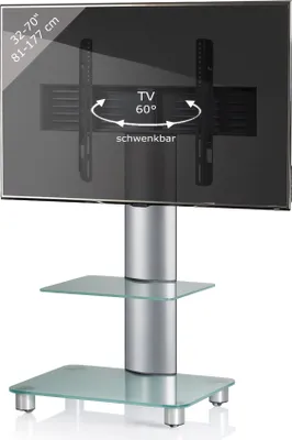 Image de Support Meuble Télévision avec plancher intermédiaire 32-70 pouces | VESA max. 600x400 | Support Meuble Télévision en aluminium | Support Meuble Télévision Dimensions env. H. 100 x W. 60 x D. x 44 cm | Support Meuble Télévision Tosal