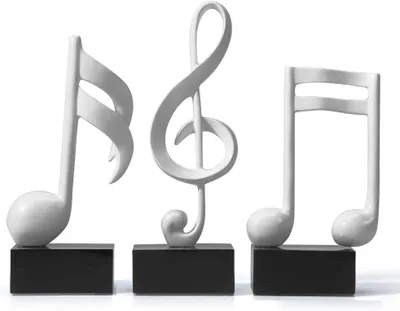 Productafbeelding van Muzieknot-sculptuur, 3-delig, van polyresin, voor woonkamerdecoratie