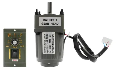 Produktbild von 15W Getriebemotor mit Drehzahlregler - AC 220–240V Asynchronmotor - 90–1650 U/min 50/60 Hz - 7x7x12,4 cm Aluminiumgehäuse - für Industrieautomation