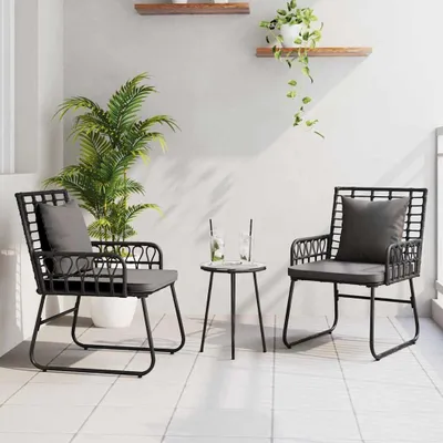 Image de Mobilier d'extérieur exclusif - Ensemble de jardin comprenant 3 pièces, en polyrotin noir et anthracite