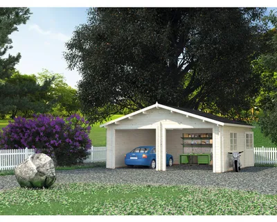Produktbild von Doppelgarage Palmako Roger 28,4 m² ohne Tor 629 x 565 cm natur