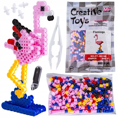 Produktbild von DK Bügelperlen Set 3D Flamingo mit beweglichen Teilen