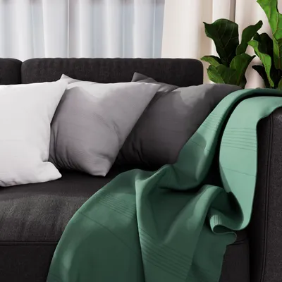 Productafbeelding van Zonlichtgeel, Adele plaid, fauteuilkleed, katoen, groen, 140x200 cm