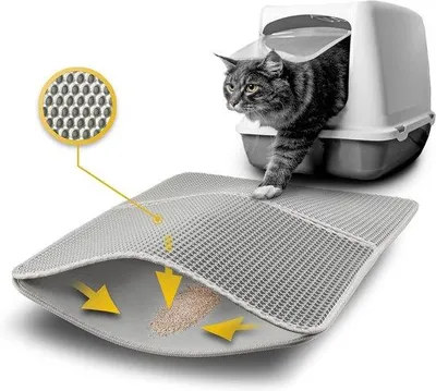 Produktbild von Famanu Katzenstreumatte doppellagig - wasserfeste Streumatte für Katzen - 76 x 61 cm - grau - langlebiges Material - rutschfest und leicht zu reinigen