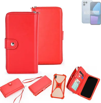 Produktbild von K-S-Trade 2in1 Schutzhülle Portemonnee Handyhülle mit Bumper kompatibel mit Fairphone  Fairphone 5 Hülle Case Etui Geldbörse Smartphone rot (1x)