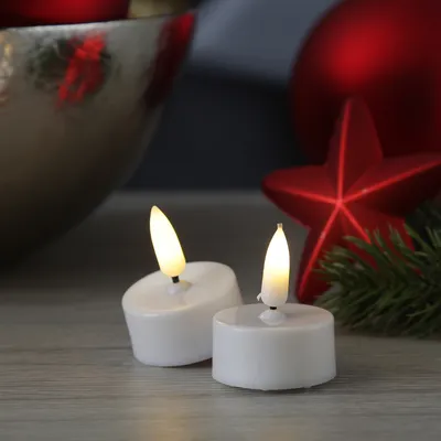 Produktbild von LED Teelichter - Kunststoff - inkl. Batterien - Timer - D: 3,8cm - weiß - 2er Set