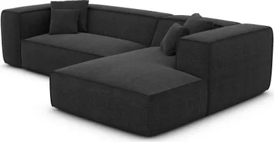 Produktbild von Strukturstoff L-Form Sofa Arelia Schwarz Rechts