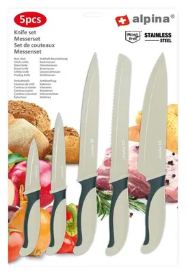 Zdjęcie produktu dla Alpina - Zestaw noży ze stali nierdzewnej (zielony)